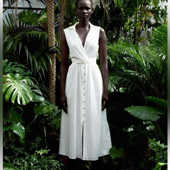 Zara Dresses & Skirts - NWT Zara White openwork Eyelet Embroidered Midi Dress